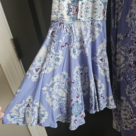 Free People Magic Mystery Tunic Small Sky Blue Boho Mini Dress Paisley SMALL - Picture 9 of 14